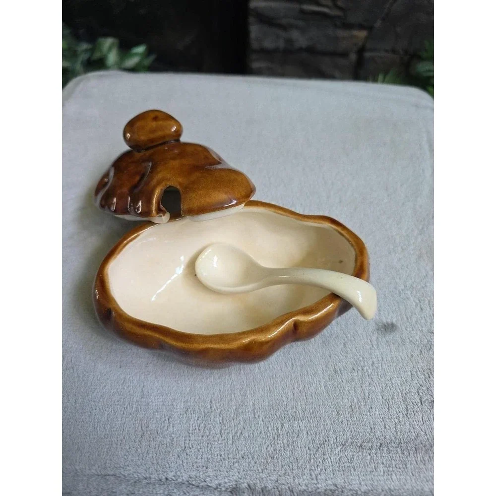 VINTAGE Atlantic Mold Ceramic Baked Potato Sour Cream Serving Dish w/Spoon & Lid